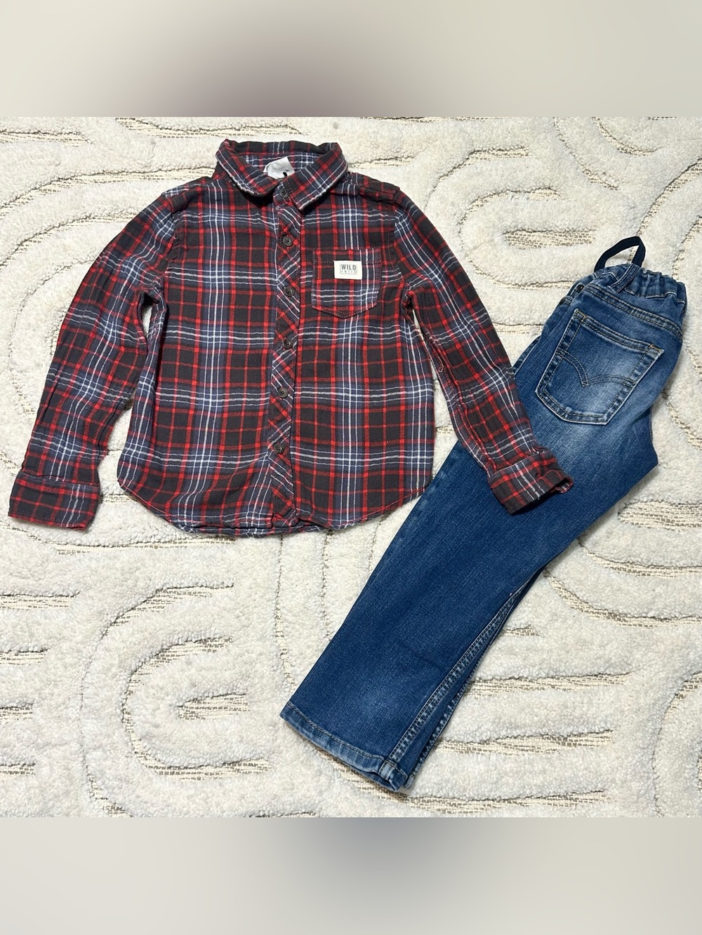 Boys Levi’s Jeans + Cotton On Plaid Shirt | Size 5